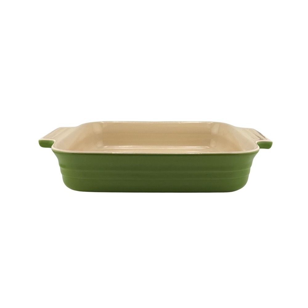 Le Creuset Square Stoneware Baking Dish 9x9 Green Lime Cream Casserole France